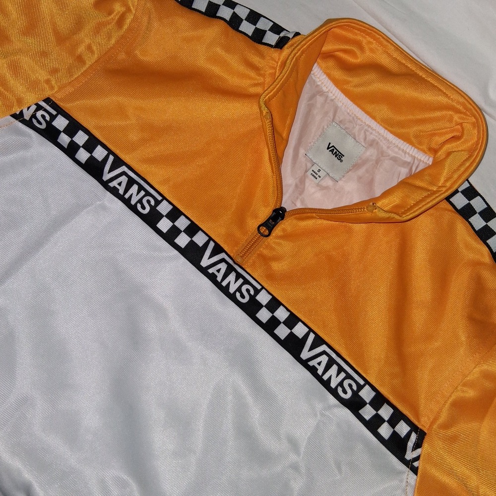 Van's Juniors Crop Long Sleeve 1/4 Zip Jacket Yellow White Size S Skater Vibes
